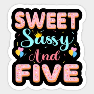 Sweet Sassy And 5Th Birthday For Girls 5 Year Old Party Sticker